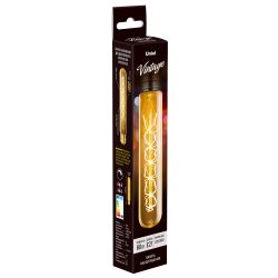 IL-V-L32A-60-GOLDEN-E27 CW01 Лампа накаливания Vintage. Форма цилиндр. длина 185 мм. Форма нити CW. Картон. ТМ Uniel