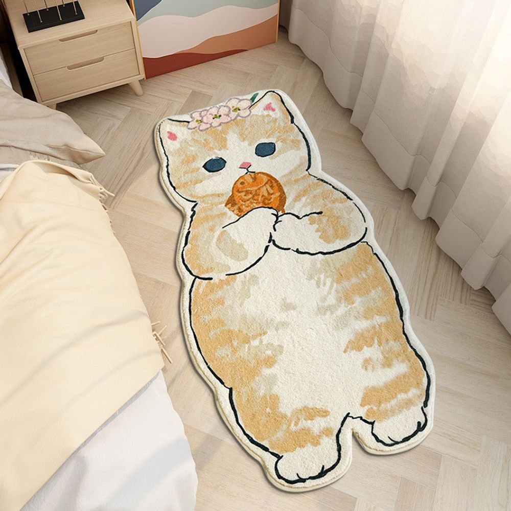 Коврик &quot;Котенок с рыбкой&quot; 40х120 см, бежевый