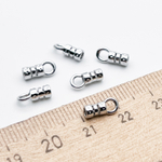 Концевик для шнура, цвет серебро (родий), размер 9,2*3,3 мм, внутренний диаметр 2 мм, цена за набор 2 шт