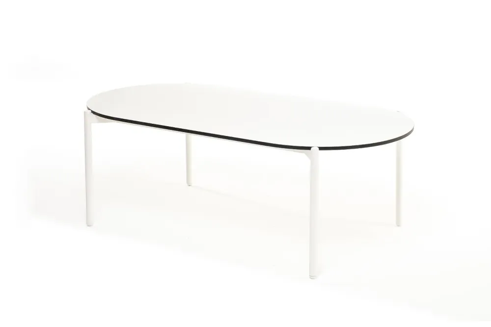 "Диего" журнальный стол из HPL 120х60 H40, каркас белый муар, цвет "молочный"