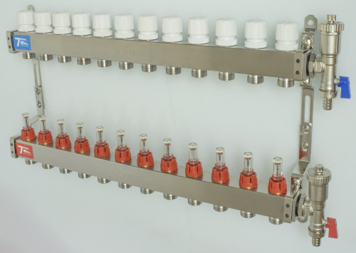 Колл. группа БЕЗ КРАНОВ (КВАДРАТ,нерж) с расход. 12-вых. ViEiR (2/1шт) Т