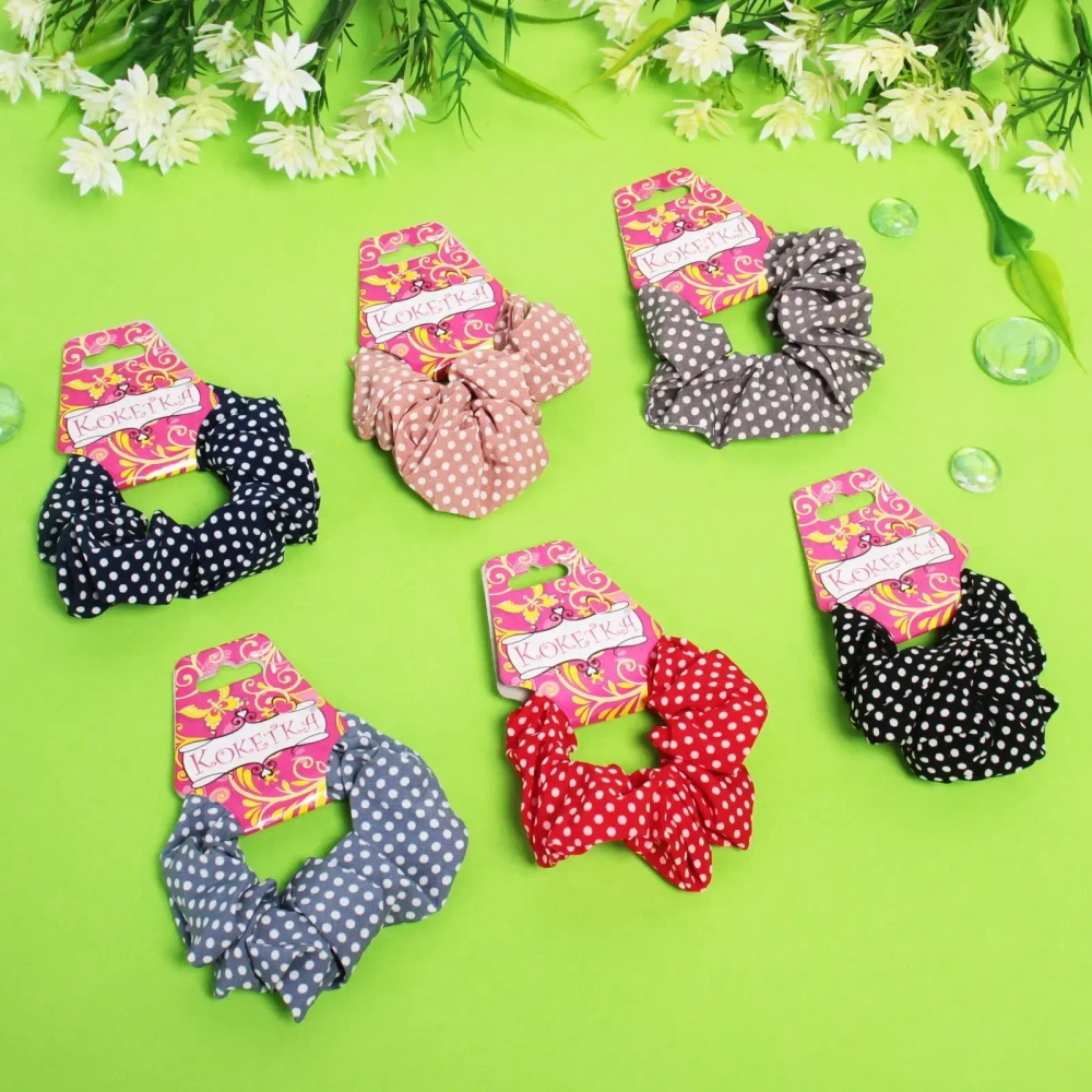 Резинка для волос «Collection School», принт горошек, микс 6 цветов, d-9см●