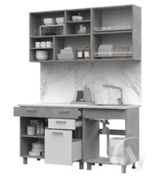 Кухня Денвер ЛДСП 1.6 (ателье светлый/белый шагрень)