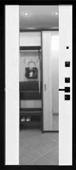 Черная металлическая дверь в квартиру с зеркалом - 1058