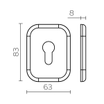 Накладка под цилиндр ESC 486-C SQ XL CP-8 хром, 1шт