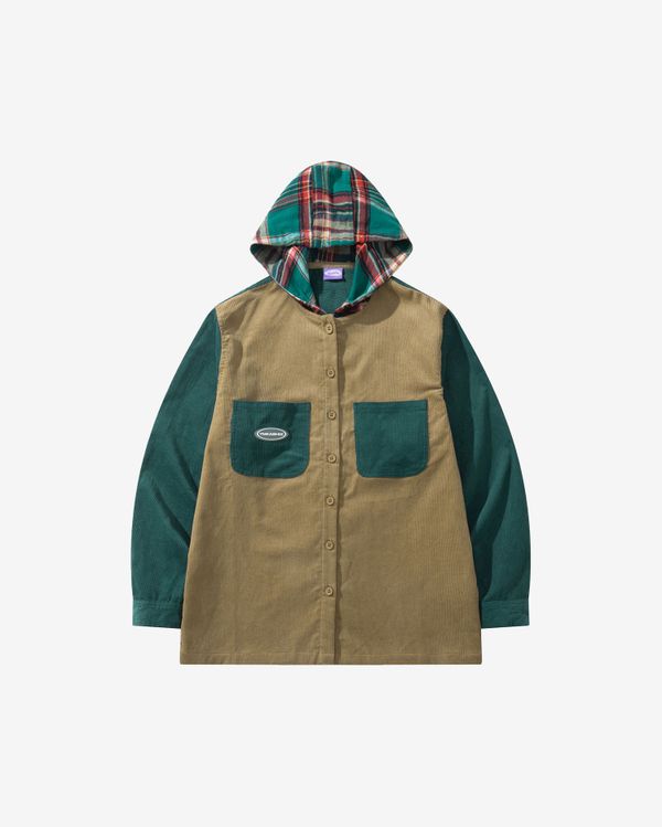 Рубашка Velvet Button Det зеленая / песочная - фото 2