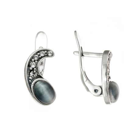 "Вечер" серьги в серебряном покрытии из коллекции "Самоцветы" от Jenavi  с английским замком