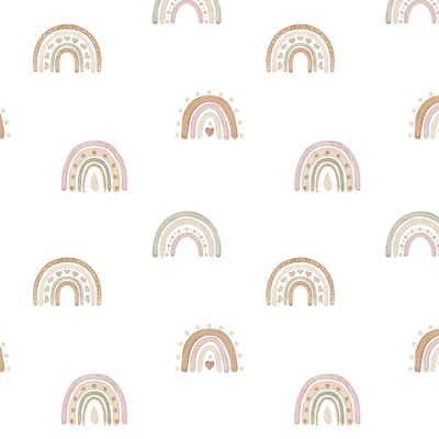 Бохо радуги на белом фоне. Детский принт