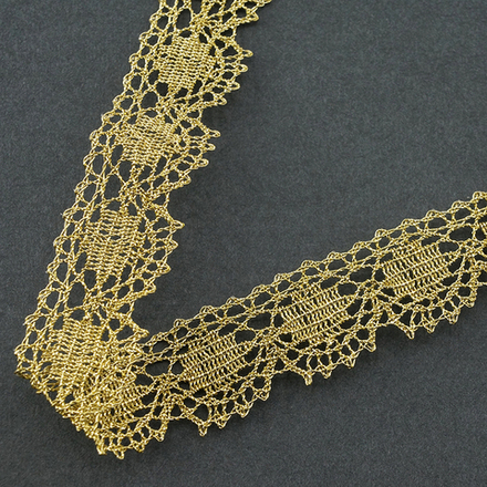 Кружево, состав 75% вискоза, 25% полиэстер, ширина 20 мм, цвет золотой (10013160/260320/0160661/1_Ис