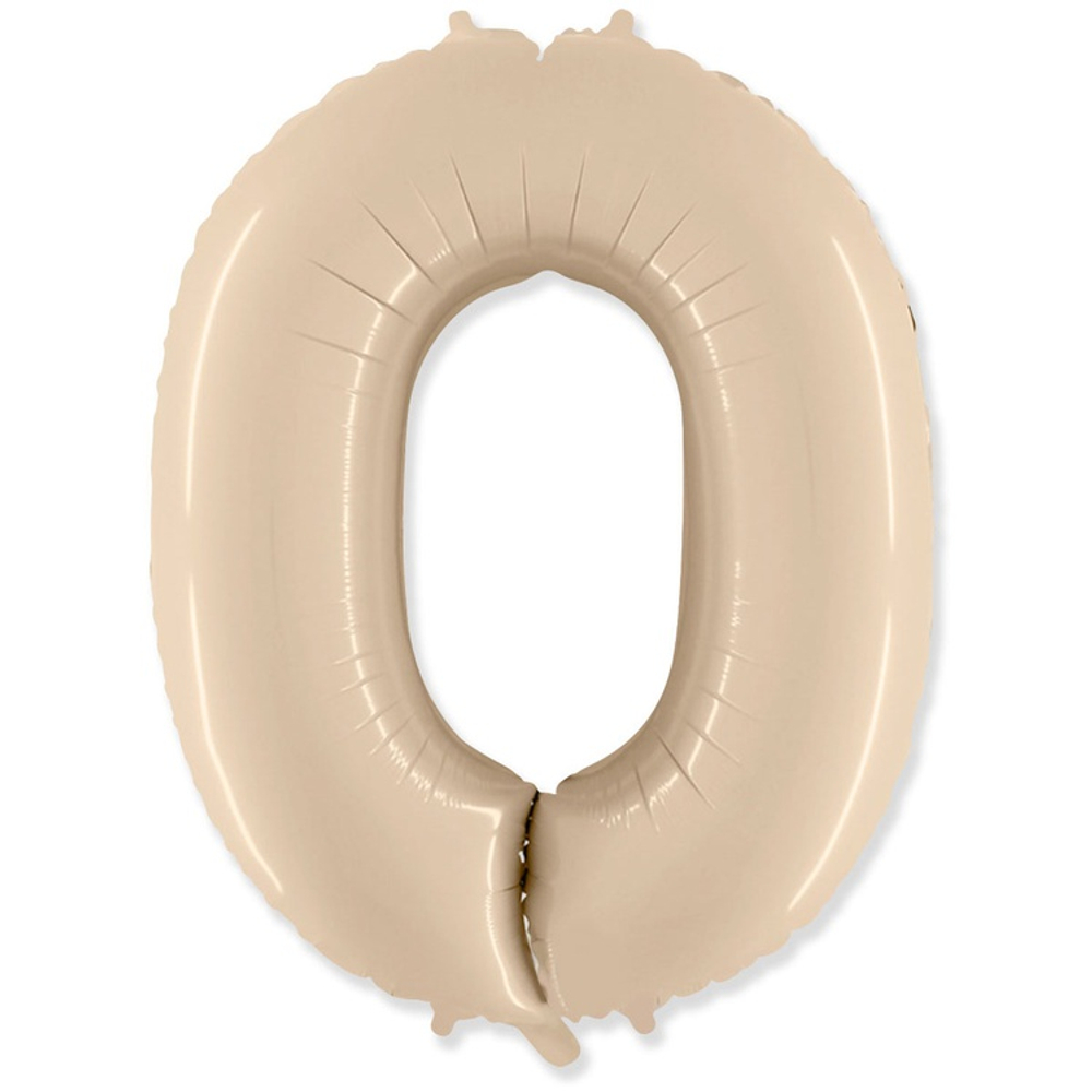 Шар фольгированный Цифра 0 101 см (Бежевый)
