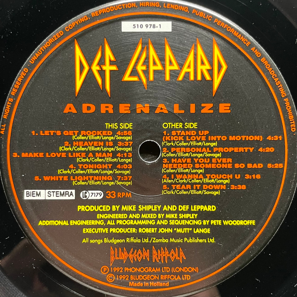 Def Leppard - Adrenalize (Голландия 1992г.)