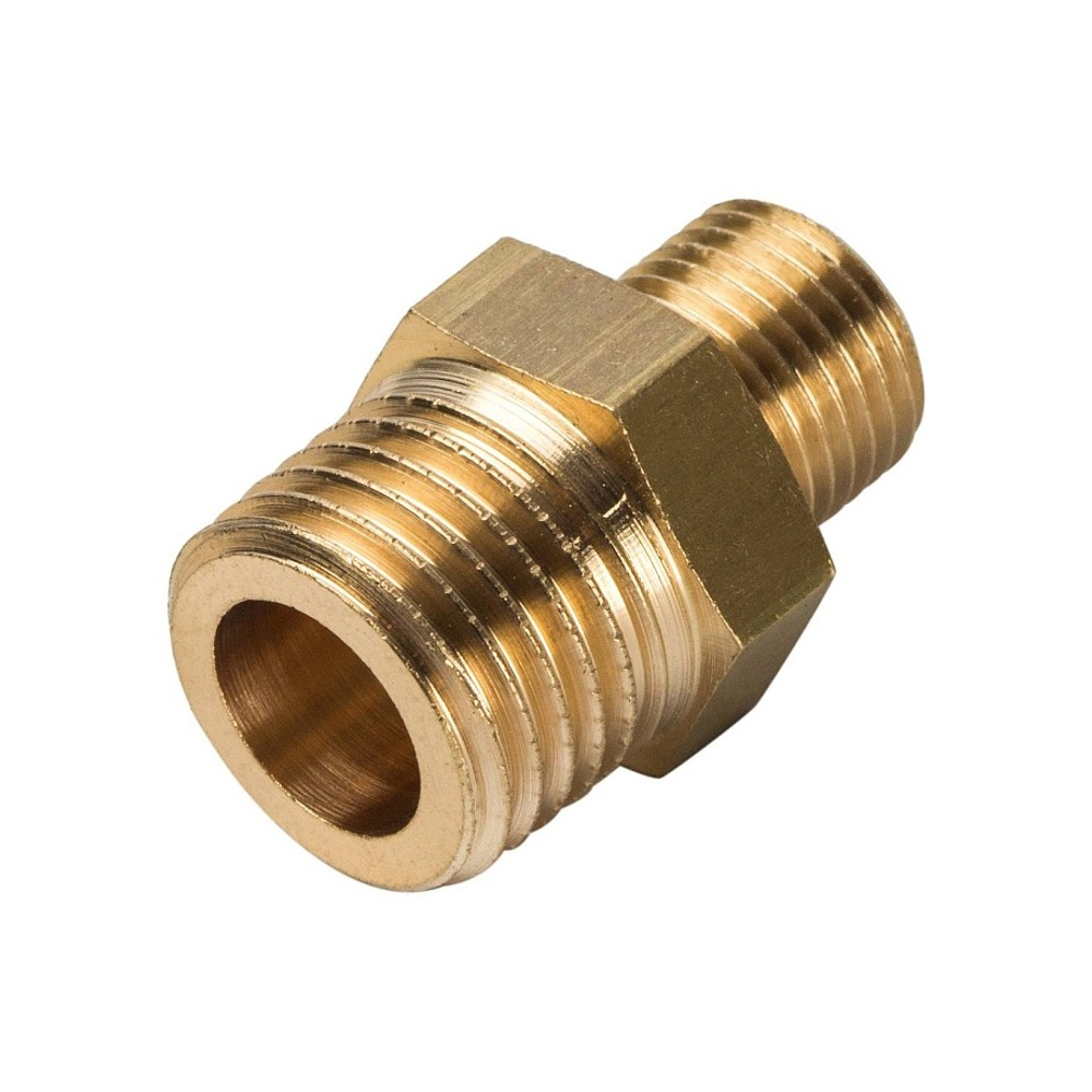 Ниппель редукционный STOUT SFT 0003 - 1/4" x 1/8" (для стальных труб, латунь без покрытия)