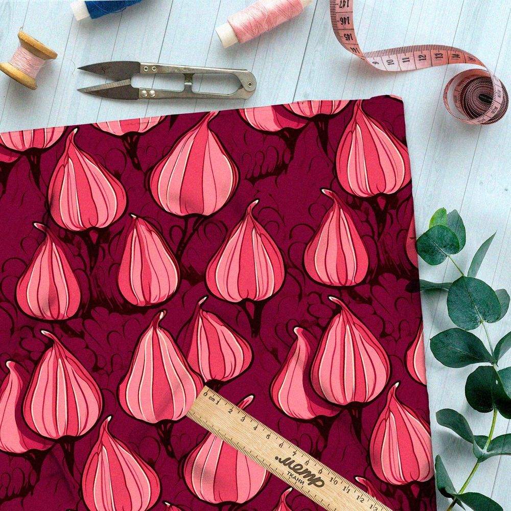 Ткань премиум сатин полосатые фрукты