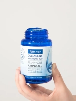 FARMSTAY - СЫВОРОТКА ДЛЯ ЛИЦА АМПУЛЬНАЯ С КОЛЛАГЕНОМ И ГИАЛУРОНОВОЙ КИСЛОТОЙ COLLAGEN & HYALURONIC ACID ALL-IN-ONE AMPOULE, 250 ML