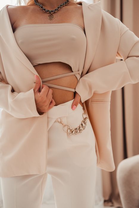 Пиджак свободного кроя (бежевый)