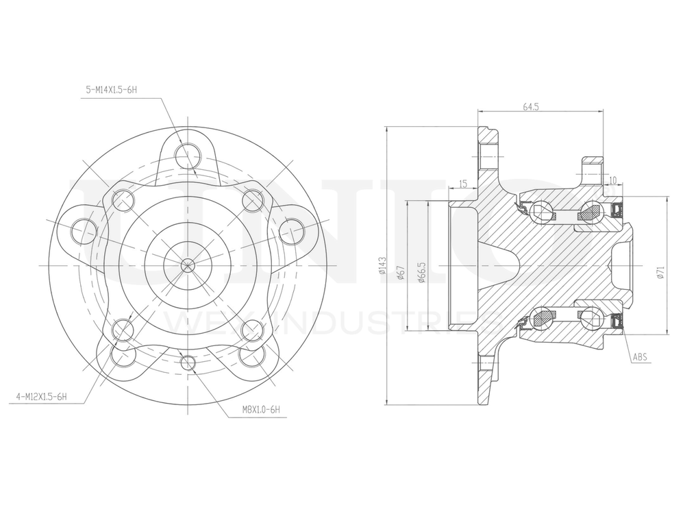 Ступица задняя (с ABS) UNIO HUB-20241