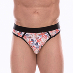 Мужские трусы-стринги с принтом в виде разноцветных ракушек (Размер: L) (Цвет: белый)