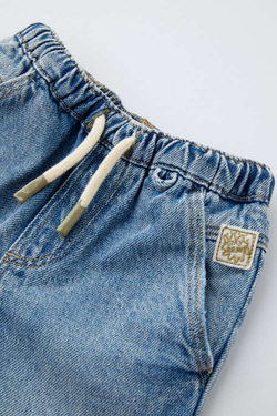 ZARA ДЖИНСЫ-ДЖОГГЕРЫ СО ШНУРКОМ, ВЫЦВЕТШИЙ СИНИЙ