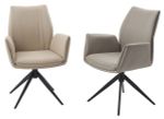 Стул М-City DISAUR Йозеф (Yozef) поворотный на поворотный на 360 градусов, Hf017-02 Бежевый, Экокожа, Черный