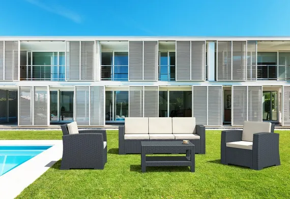 Диван пластиковый с подушками Monaco Lounge XL, антрацит