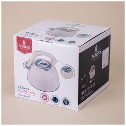 ЧАЙНИК AGNESS СО СВИСТКОМ, СЕРИЯ ТЮДОР, 2,8Л ТЕРМОАККУМУЛИРУЮЩЕЕ ДНО,ИНДУКЦИЯ,ВСТРОЕННЫЙ ТЕРМОМЕТР