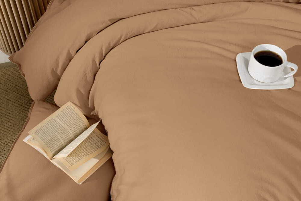 Постельное белье 1.5 спальное Arya home Natural Stone Washed горчичное