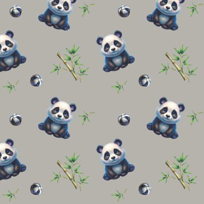 панда малыш мяч бамбук серый