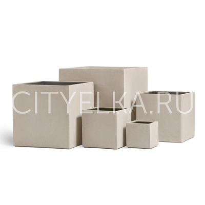 Кашпо TREEZ Effectory - Beton - Куб - Белый песок