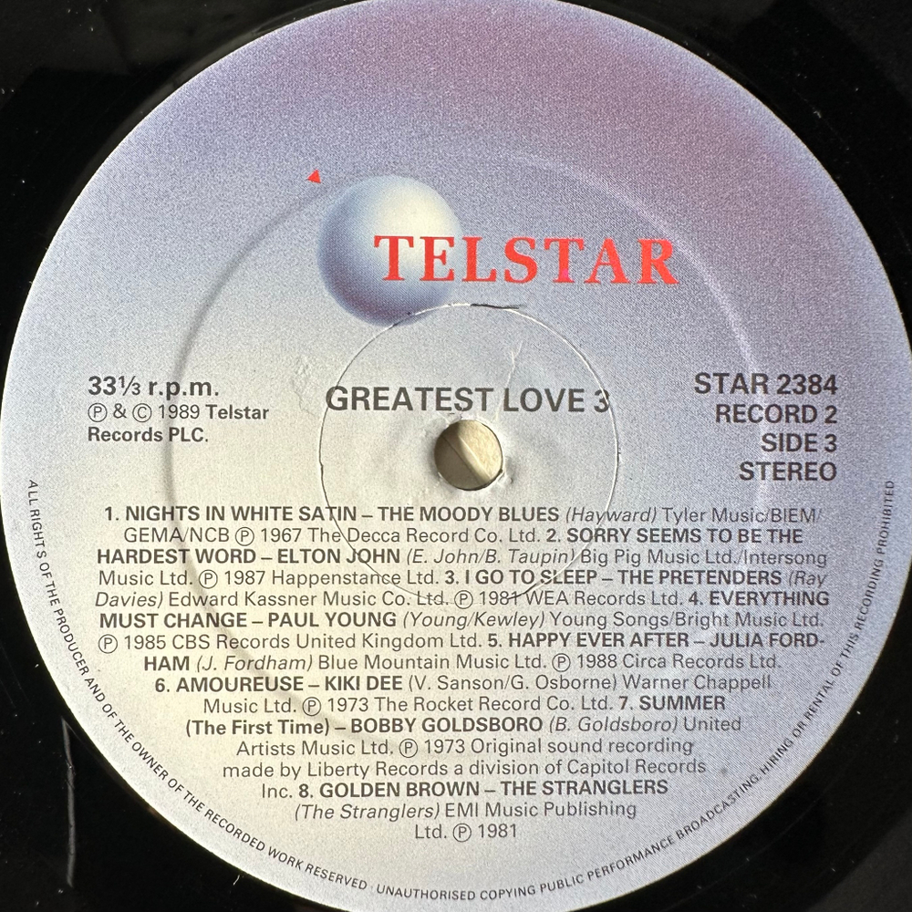 Сборник The Greatest Love Volume 3 2LP (Англия 1989г.)