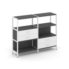 Shelf System Двухсекционный стеллаж трехярусный с ящиками SN.STM-323 Антрацит/Белый/Металл Белый 159