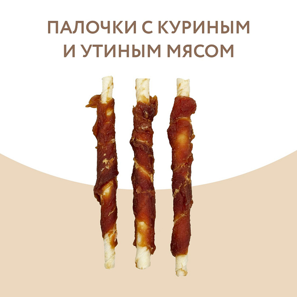 Лакомство для собак на каждый день палочки с куриным и утиным мясом Мнямс 340г, 12 шт в упаковке