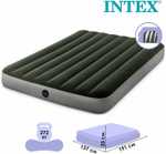 Мaтрас нaдувной Intex 64108 Prestige Downy 137х191х25 см / Крoвать нaдувная Интeкс двухспальная велюровая для дома и туризма