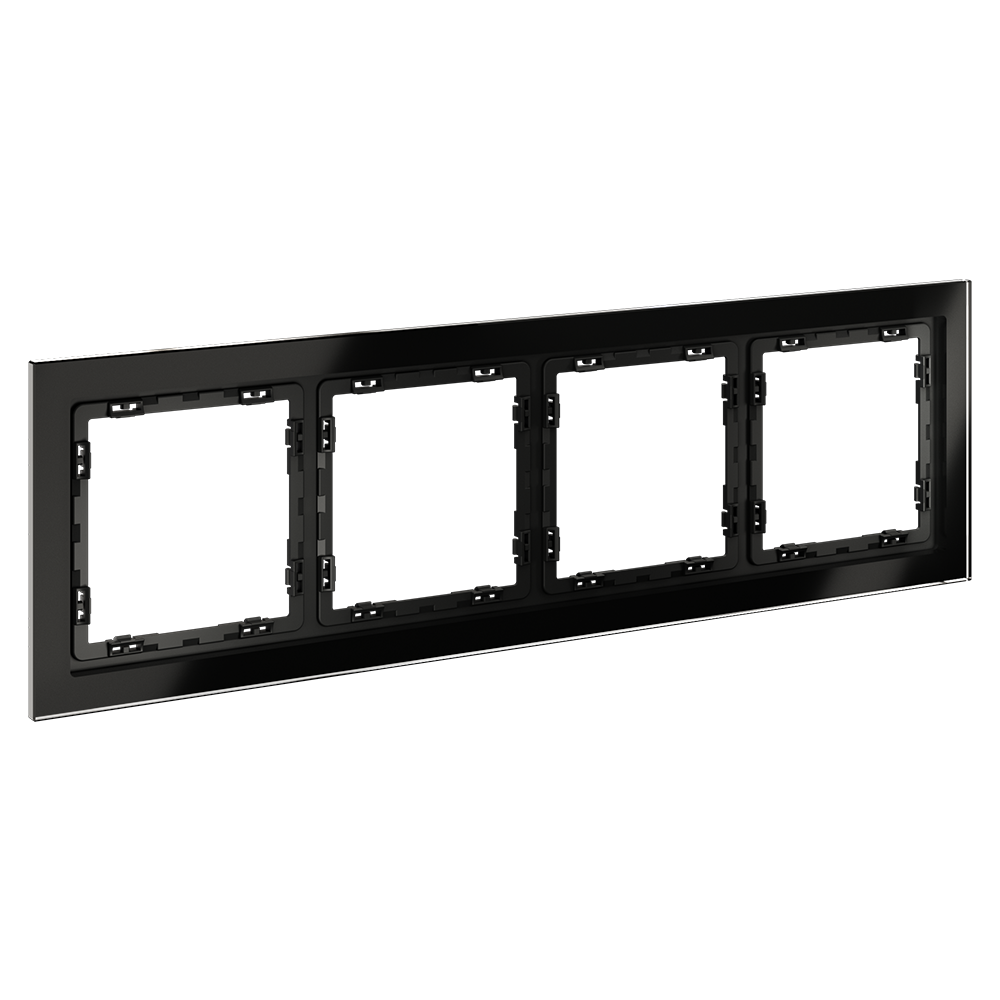 Рамка стеклянная VOLTUM S70 на 4 поста, (черный,стекло)