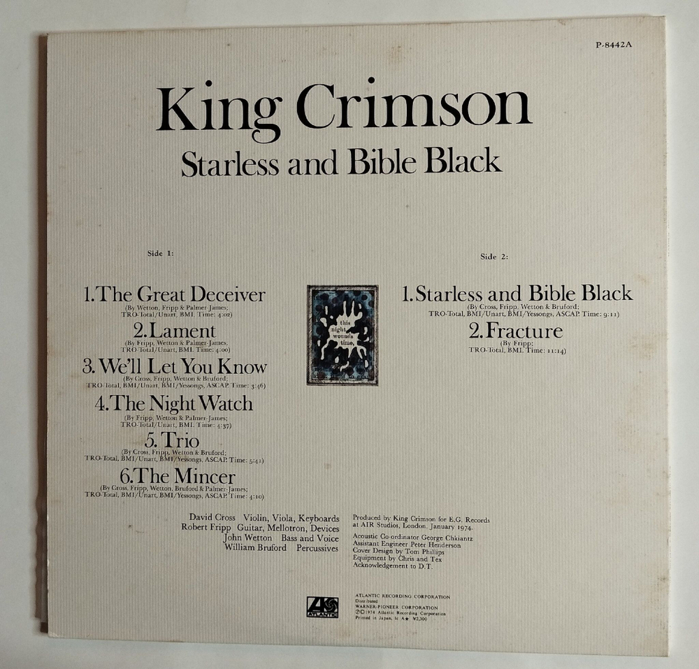 Винтажная виниловая пластинка LP King Crimson Starless And Bible Black (Japan 1974) (No Obi)
