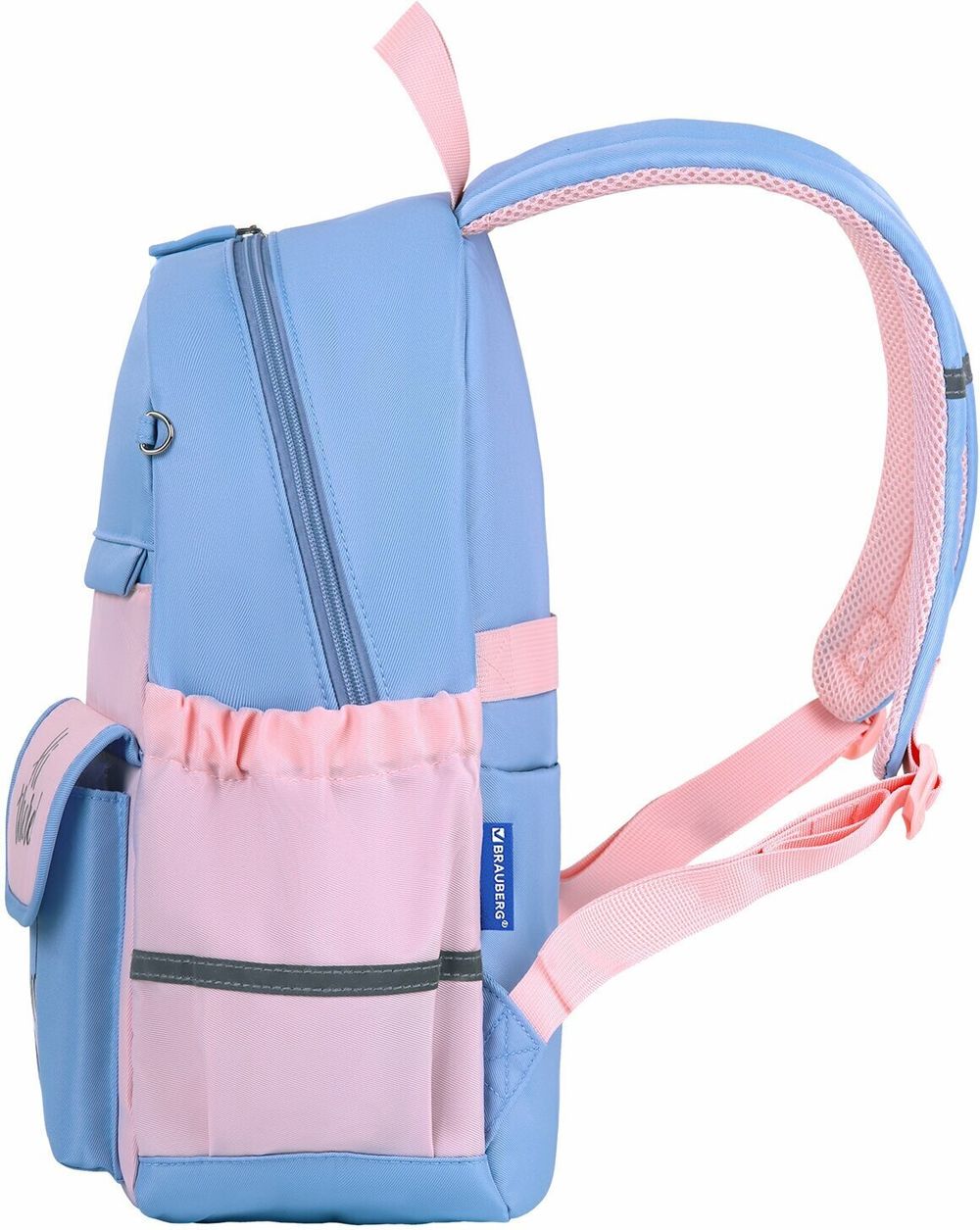 Рюкзак BRAUBERG PASTEL с термонашивками в комплекте, "Friendly bunnies", голубой, 40х29х14 см, 271423