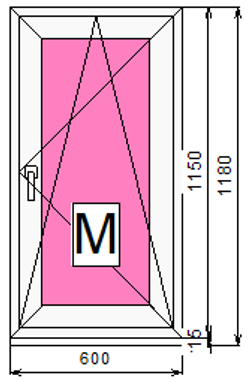 Пластиковое окно с поворотно-откидной створкой 1150 х 600 ТермА Эко + Москитная сетка