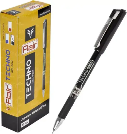 Набор Ручка гелевая Flair Techno gel, 0,5мм, черная, грип, стержень игла, 3шт.