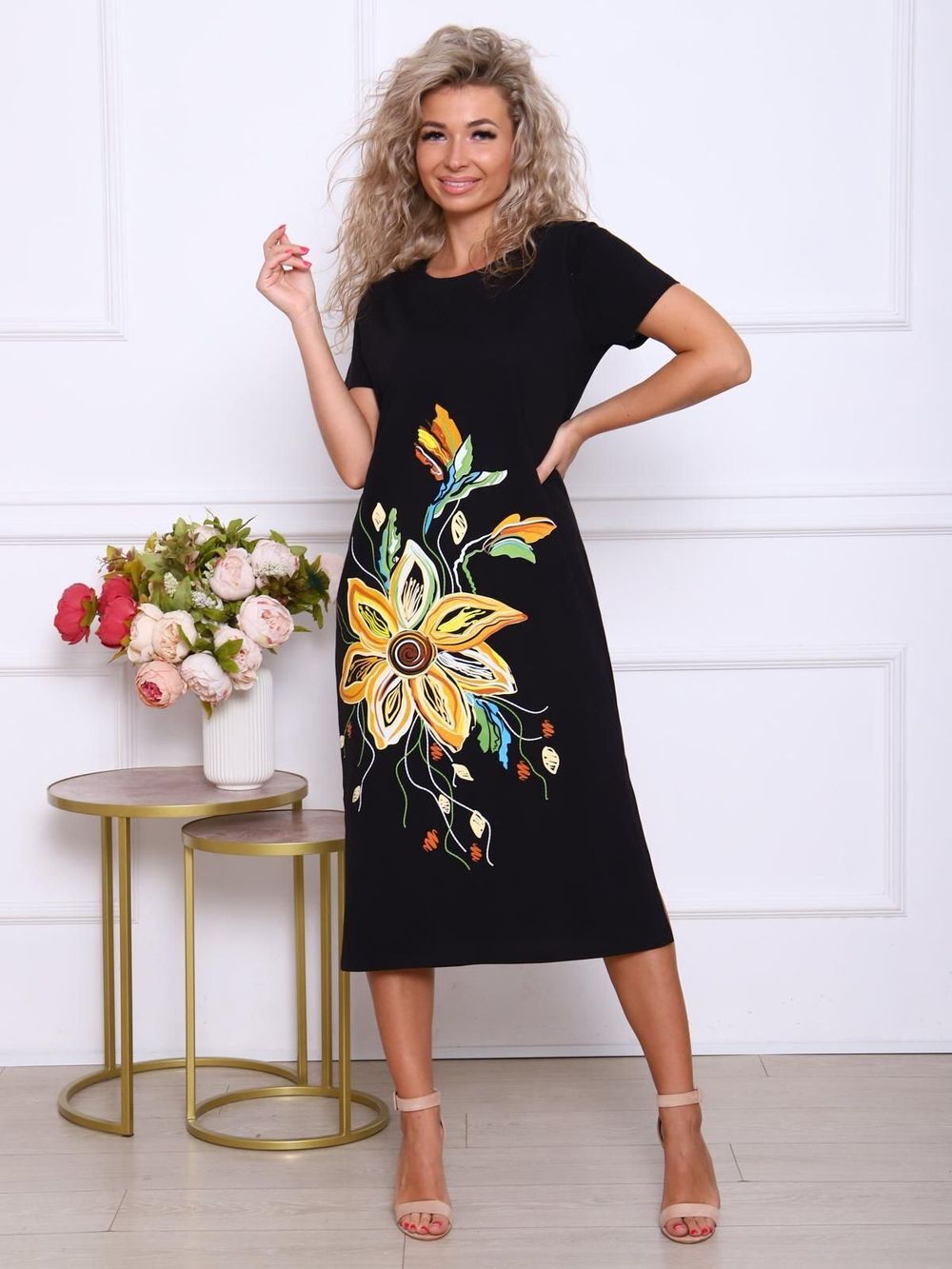 Лили - платье-футболка черный Iv-capriz (Акция)