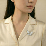 Брошь Fiore Luna Бабочка Zircon + natural shell XR06424F S