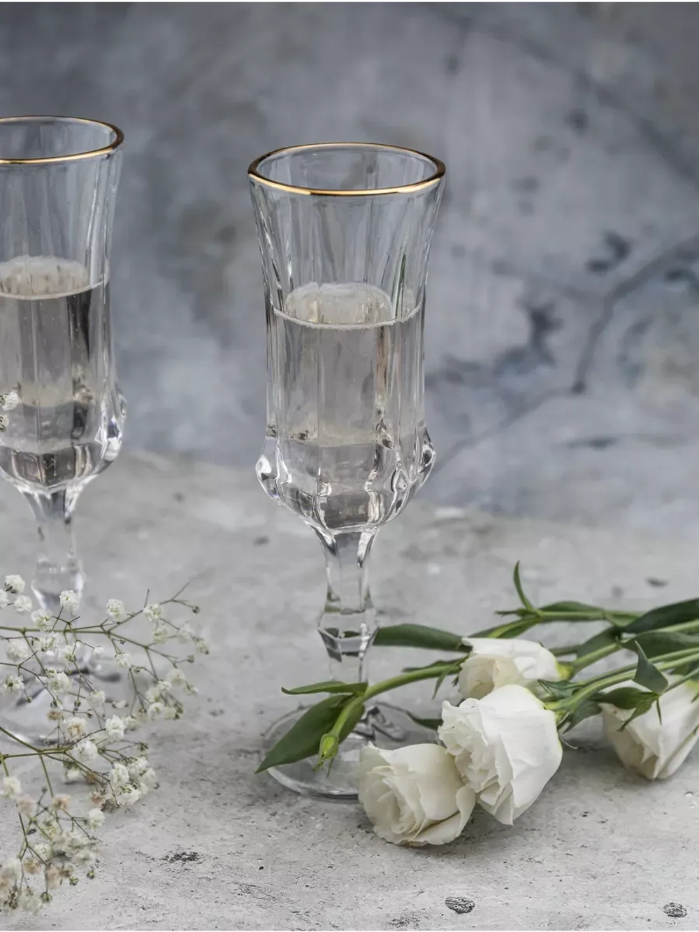 Набор бокалов для шампанского, 160 мл. 6 шт, с золотом