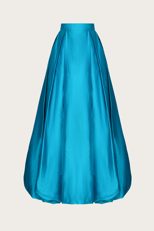 ЮБКА ИЗ БИРЮЗОВОГО ДИКОГО ШЕЛКА