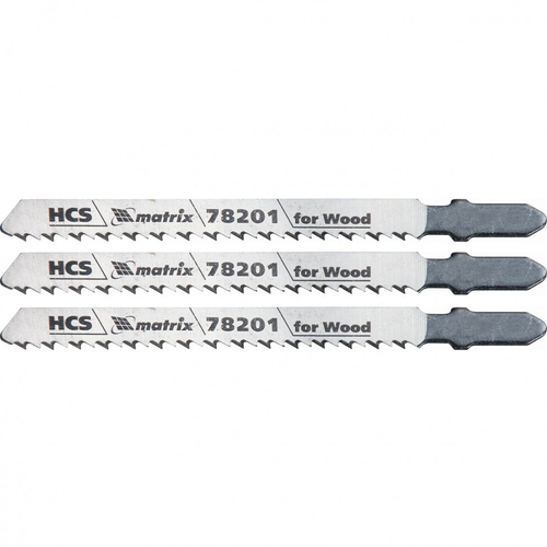 Полотна для электро лобзика по дереву, 3 шт, T101B, 75 х 2.5 мм, HCS Matrix Professional, 78201