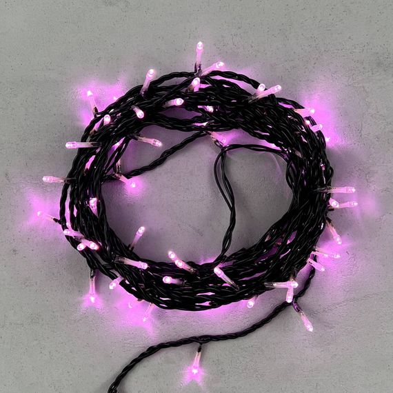 Светодиодная нить 100 розовых LED ламп, 10 м., 24В., черный провод ПВХ, Beauty Led (PST100-11-1P)