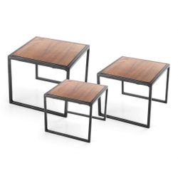 Подставка фуршетная стойка набор 3 шт П квадрат (17*17*13 см /19*19*17 см /22*22*20 см) черная P.L.