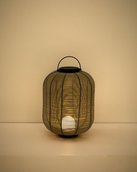 Портативная светодиодная настольная лампа Saranella из светло-серого искусственного ротанга