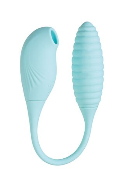 Голубое виброяйцо с вакуум-волновым стимулятором клитора Roow