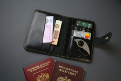 Обложка для паспорта и автодокументов (нат. кожа, цвет чёрный) EDC Shokuroff knives коготь