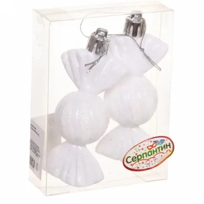 Ёлочные игрушки «Таинственное очарование» Конфетки 8 см (набор 2шт), белый