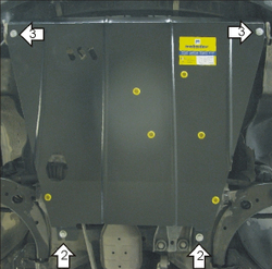Защита картера Двигателя, КПП. 2 мм, Сталь. для KIA Spectra 2004-2011 MOTODOR.01012