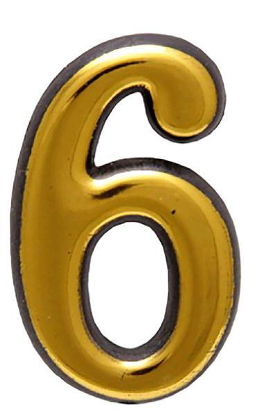Цифра дверная АЛЛЮР ''6'' Маленькая  пластик  ЗОЛОТО / 5098